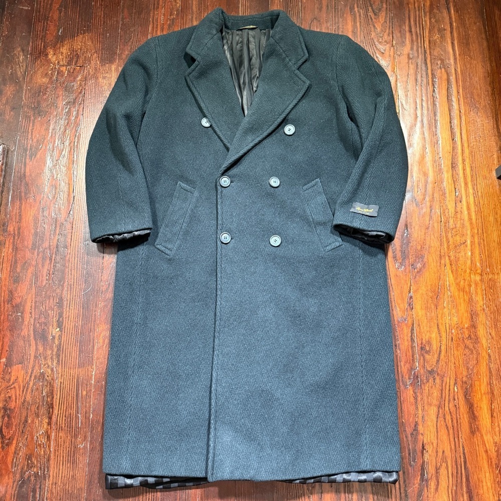Mario Valente Overcoat Men 50 Gray Wool Cashmere Double Breasted Made in Italy
